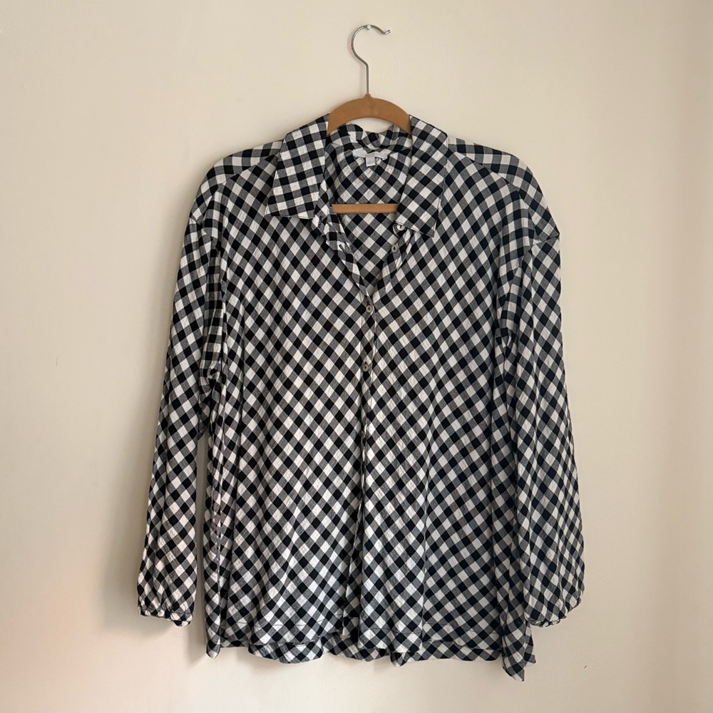 Johnny Was Black and White Checkered Blouse